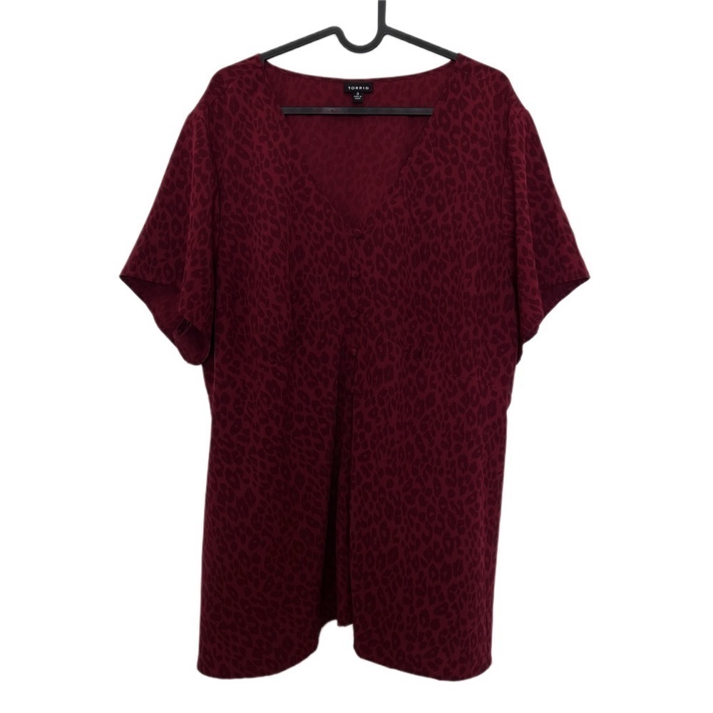 Torrid Chablis Button-Front Top In Red Multi Chee… - image 3